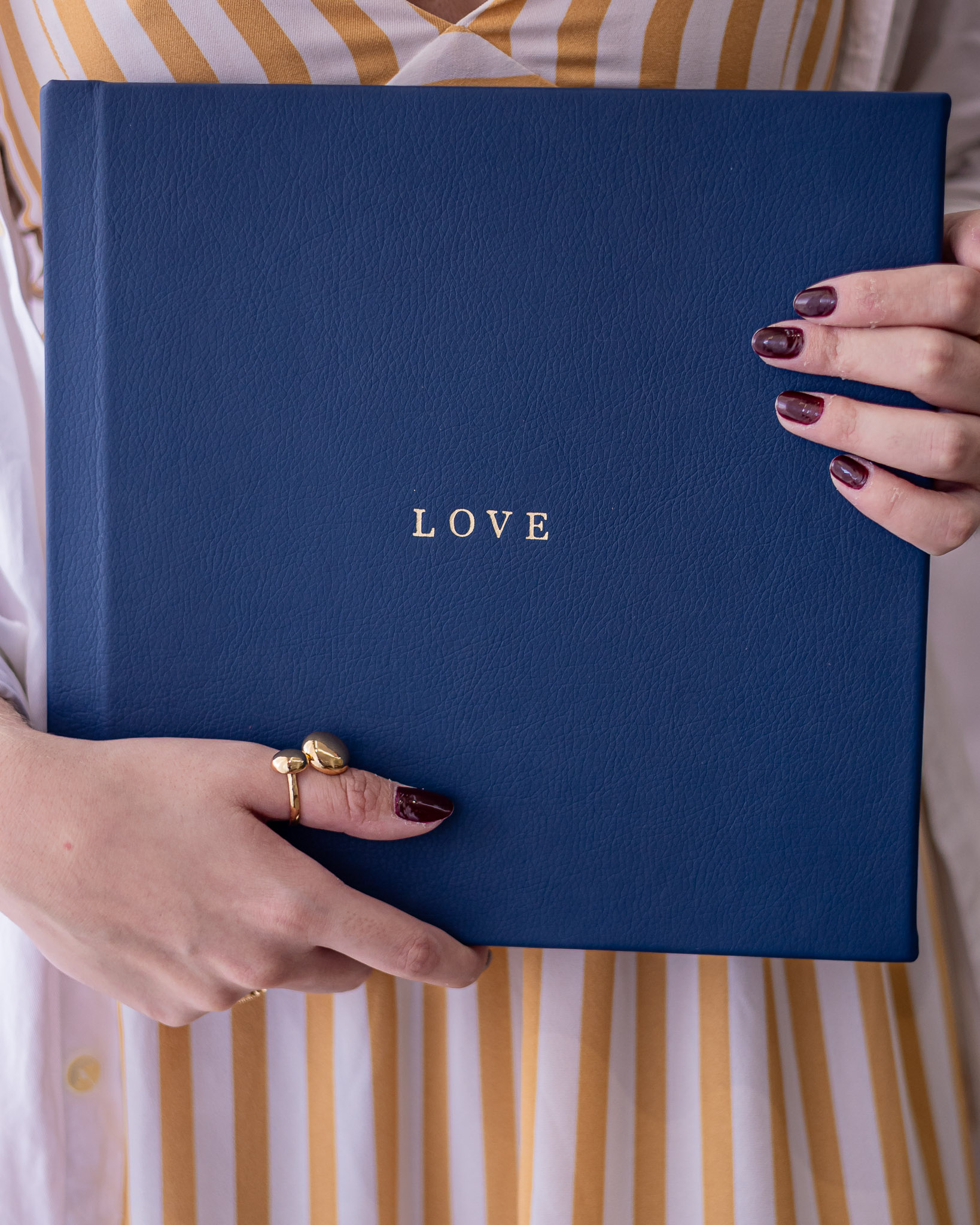 Capa azul do Álbum dos Votos com a palavra Love
